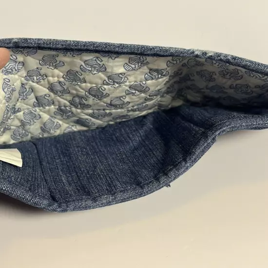 Lemon Hill Tri-Fold Wallet Quilted Chambray Denim Folding Pockets Credit Card