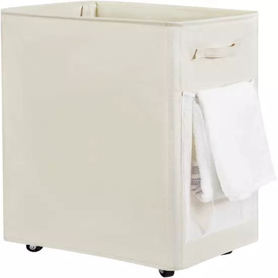 90L Rolling Laundry Basket Large Laundry Hamper with Wheels Collapsible Clothes