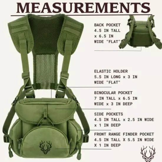 BINOCULAR HARNESS CHEST PACK Bag for Men Women Hiking By BOUNDLESS PERFORMANCE