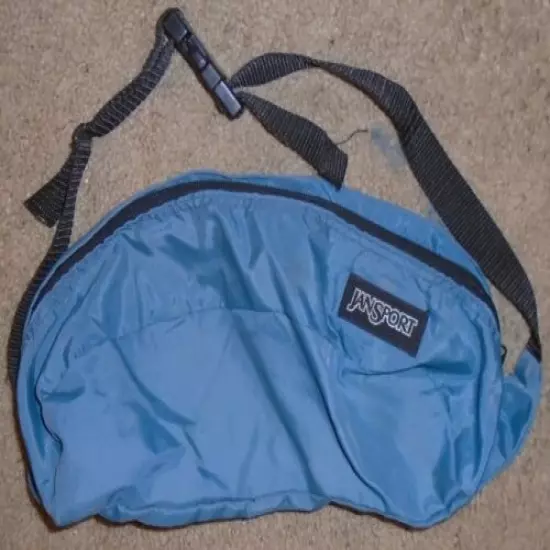 Jansport Vintage Fanny Pack Two Compartment Zipper Waist Clasp Made In USA blue