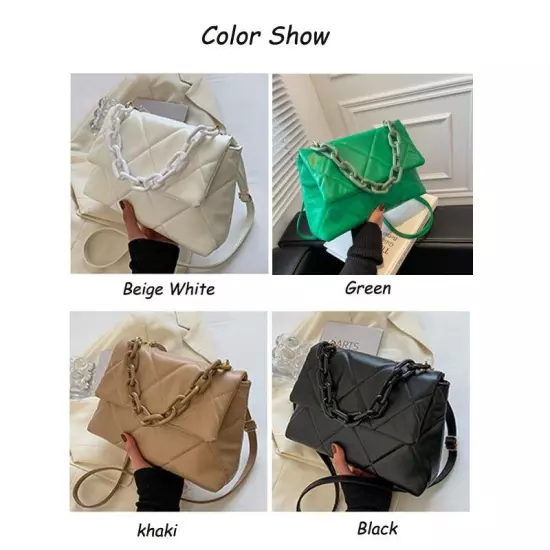 PU Leather Crossbody Bags Women Thread Flap Bag Chain Shoulder Handbags