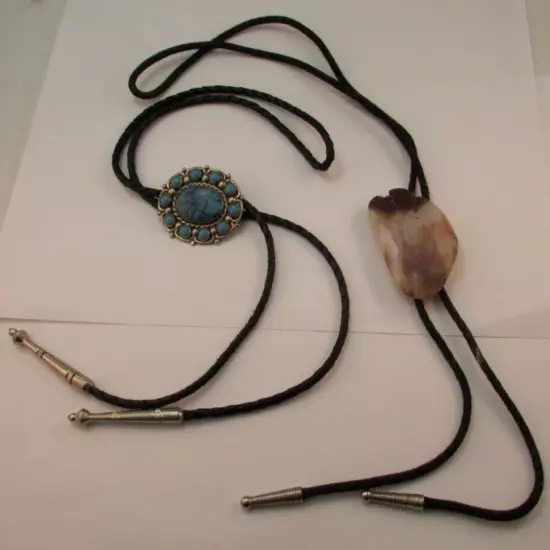 Bolo Ties Bell Trading Company Nickel Silver Turquoise & Polished Stone