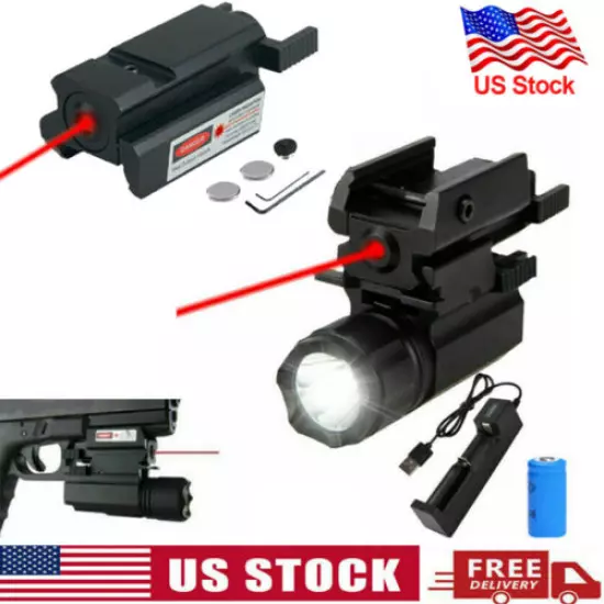 Red Laser Sight Handgun Torch LED Flashlight Combo LED for 20mm Picatinny Rail