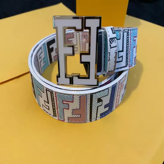  Fendi Belt Zucca White Multi Color Men 36-40