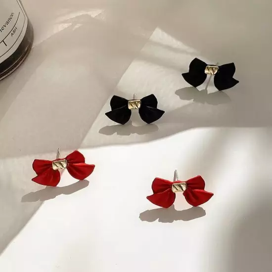 Fashion 18k Gold Plated Bow Stud Earrings Womens Girls Jewellery Party Red/Black