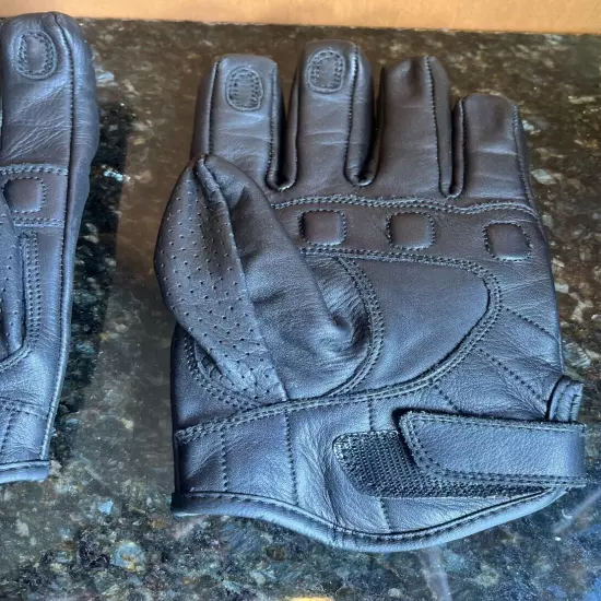 Sedici Women's Black Leather Padded Motorcycle Gloves Size Large