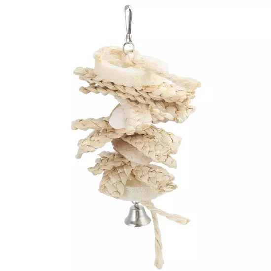 Bird Chew Toy Hanging Natural Corn Husk Loofah Bite Gnawing Toy For Lovebird