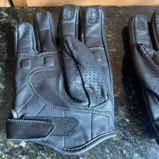 Sedici Women's Black Leather Padded Motorcycle Gloves Size Large