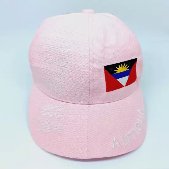 Womens Baseball Cap Hat Pink Antigua Flag Logo Embroidered Souvenir Adjustable