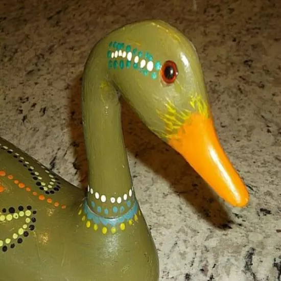 Vintage 70's 15" Wooden Hand Painted & Carved Artist Duck Decoy