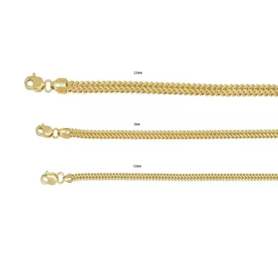 Brand New 10k Yellow Gold Franco Chain 1.5mm-2.5mm Necklace 16"-30" Hollow