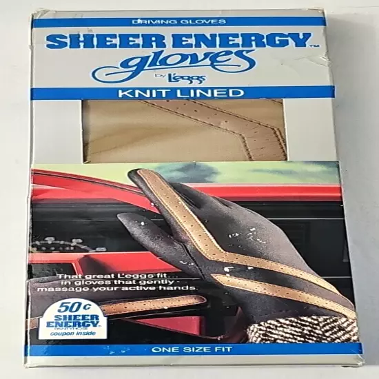 New in box Vintage 1988 Sheer Energy by Leggs Driving Gloves one size womens