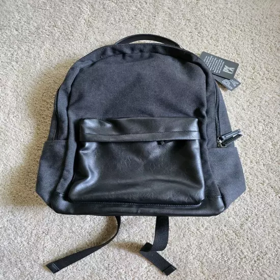 New PX Clothing Landen Canvas & Vegan Leather Backpack - Black NWT