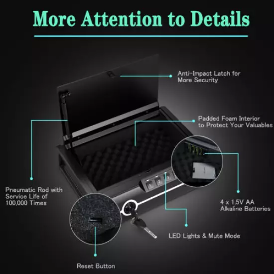 Costway Safety Gun Box Dual Firearm Safety Device w/ Biometric Fingerprint Lock