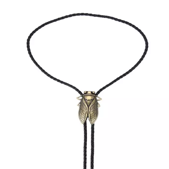 Vintage Western Cowboy Bolo Tie Leather Necktie Rope Cord Pendant Necklace