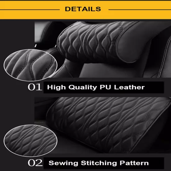 Memory Foam Car Neck Pillow PU Leather Seat Lumbar Support Headrest Cushion