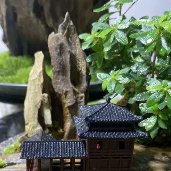 Plastics Chinese Ancient Architectural Model Aquarium Micro Landscape Bonsai