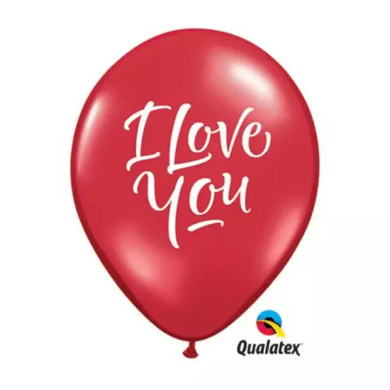 Qualatex I Love You Script Round Latex Balloons