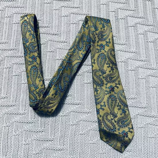 Vintage Ohrbachs gold paisley skinny silk tie