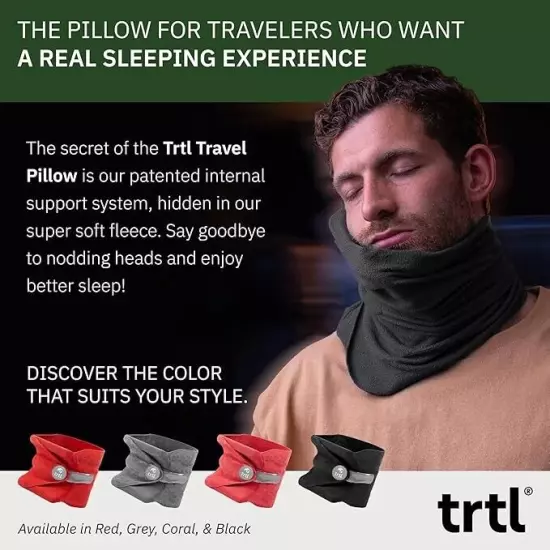 TRTL Travel & Airplane Pillow Neck & Shoulder Support Soft Lightweight Washable