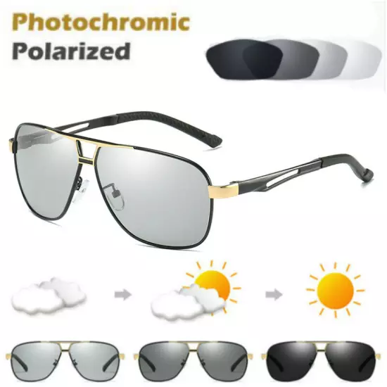 Aluminium HD Polarized Photochromic Sunglasses Men Pilot Eyewear Driving Glasses