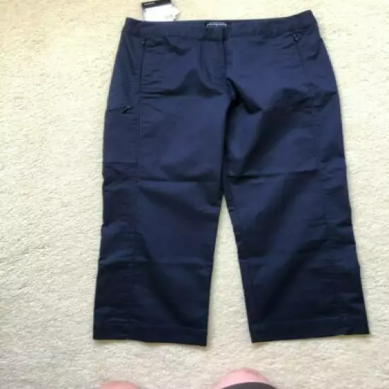 Adidas Womens Stretch Novelty Crop golf Pants Navy 4 NWT