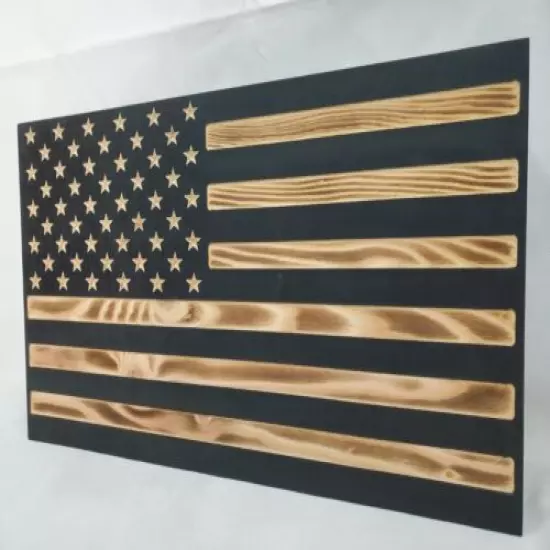 19" Black and Burnt American Flag handgun concealment cabinet hidden gun storage