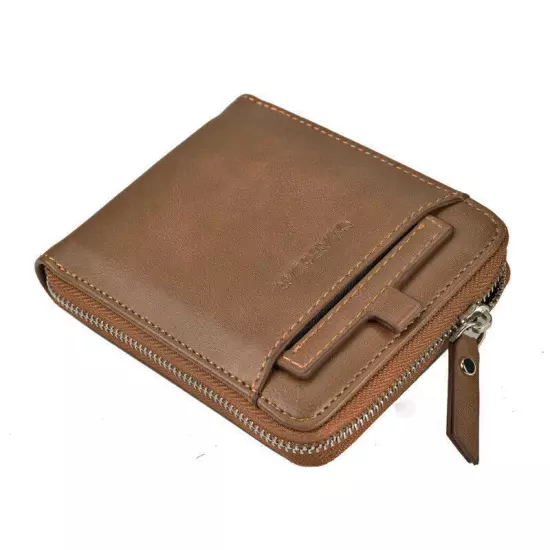 Men RFID Blocking Leather Bifold Wallet Credit Card ID Holder Zip Around Purse