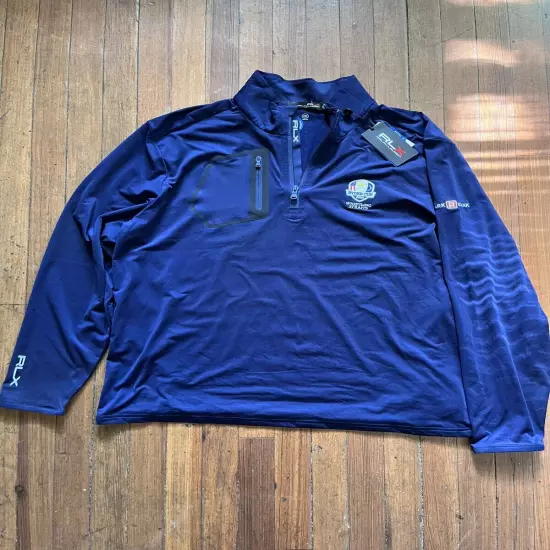 RLX Ralph Lauren Golf Pullover Men’s XL Blue Zip Performance Ryder Cup USA 2020