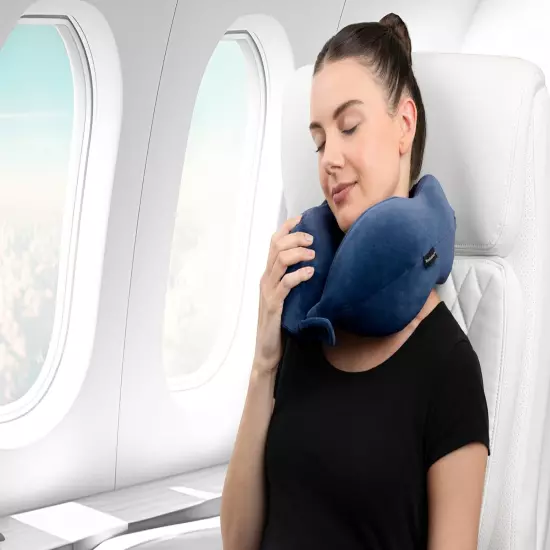 Brookstone Contoured Memory Foam Head and Neck Travel Pillow Ergonomic and Light