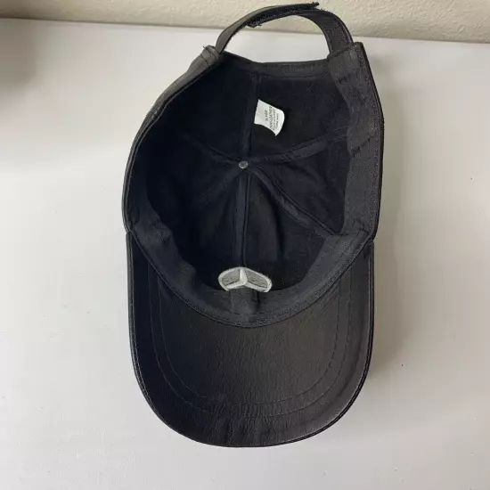 Mercedes Benz Black Leather Hat Cap Adjustable Size OS Vintage