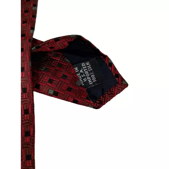 Geoffrey Beene Mens Red Geometric Silk Tie Elegant and Stylish Necktie