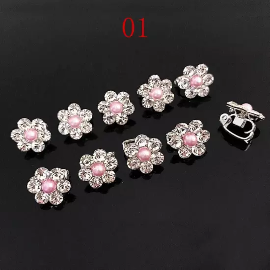 10PC Mini Claw Clamp Sweet Girls Hair Clip Metal Rhinestone Crystal Flower WOMEN