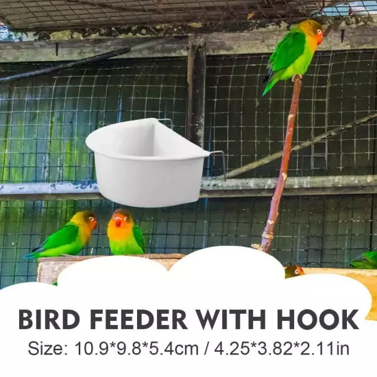 Bird Cage Plastic D Cups Feeder With Hooks Finch Birdseed Cup