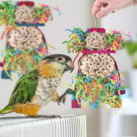 Conure Toys, 2PCS Bird Parrot Foraging Shredder Hanging Toys Sola Balls Sepak Ta