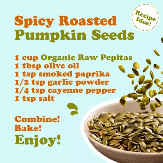 Organic Raw Pepitas (Pumpkin Seeds) — Non-GMO, Kosher, Vegan — by Food to Live