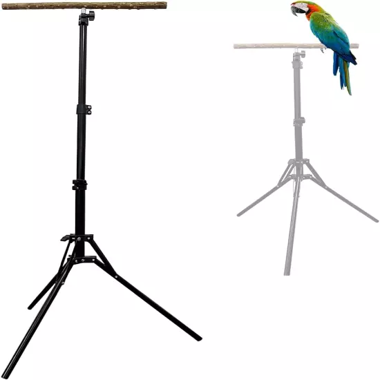 Kathson 28-60Inches Height Adjustable Bird Perch, Pepperwood Parrot Perch Stand,