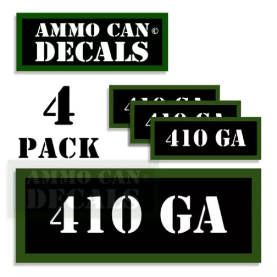 410 GA Ammo Can Decals Ammunition Ammo Can Labels 3"x1.15" Vinyl 4-pack