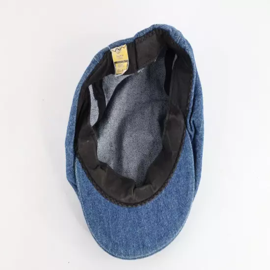 Vtg 60s Union Made Distressed Denim Jean Newsboy Cabbie Hat Cap Blue Small USA