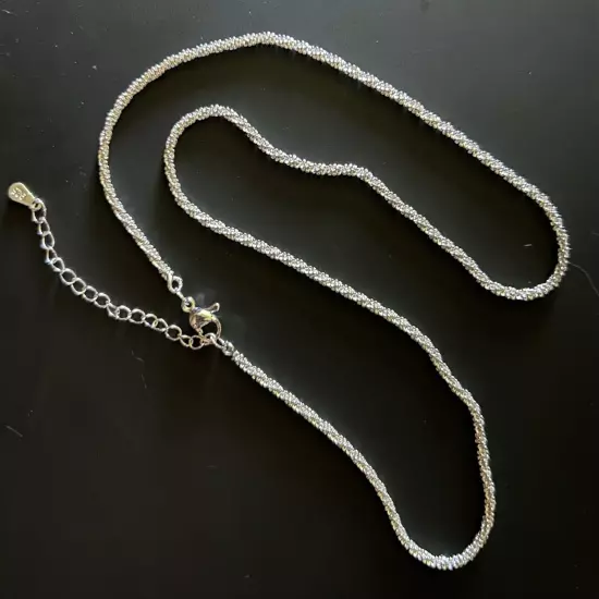 ONE-925 Sterling Silver Hyperallagentic Glitter Chain- Adjustable 15.72” + 1.96”