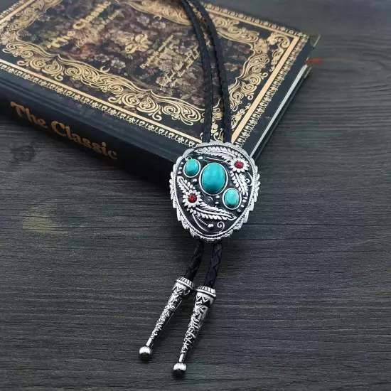 Flower Grass Turquoise Mens Bolo Tie Bridegroom Wedding Necklace Western Cowboy