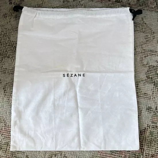 Sezane Drawstring Dust Bag 11 1/4" x 15" white canvas