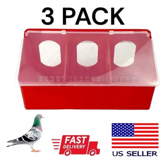 3 PACK ~ 3 Hole Plastic Hanging Outside Cage Feeder Pigeon Quail Bird Poultry