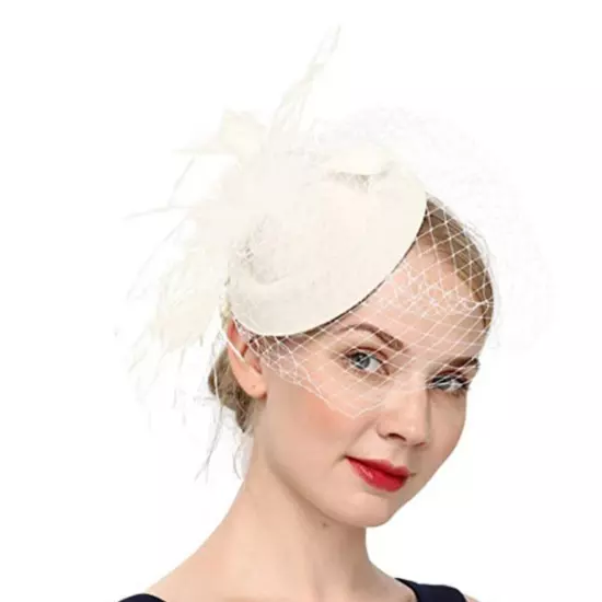 Women Fascinators Hat Wedding Cocktail Tea Party Headwear Mesh Veil Hair Clip