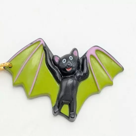 Spooky Cute Bat Clip On Earrings Green Wingspan Halloween