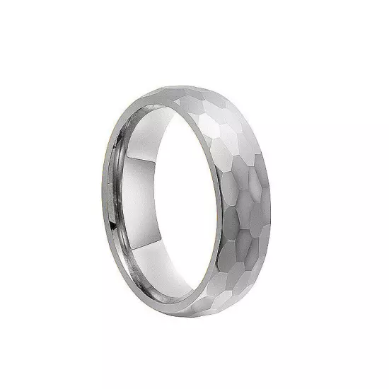 Faceted Tungsten Carbide Stainless Steel Band Rings For Mens Womens Gold/Silver