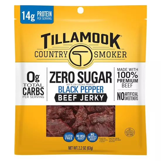 Zero Sugar Keto Friendly Beef Jerky, Black Pepper, 2.2