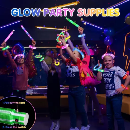 Gigilli 24 Pack Glow Sticks Party Favors for Kids 8-12 4-8, Stripe Color 