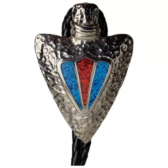 New Bolo Bola Tie South Western Silver Turquoise Coral Arrowhead Rodeo Cowboy