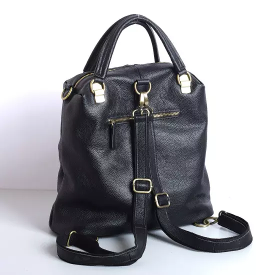 New Designer Cowhide Leather Backpack Women's Black Leather Handbags Travel Bag